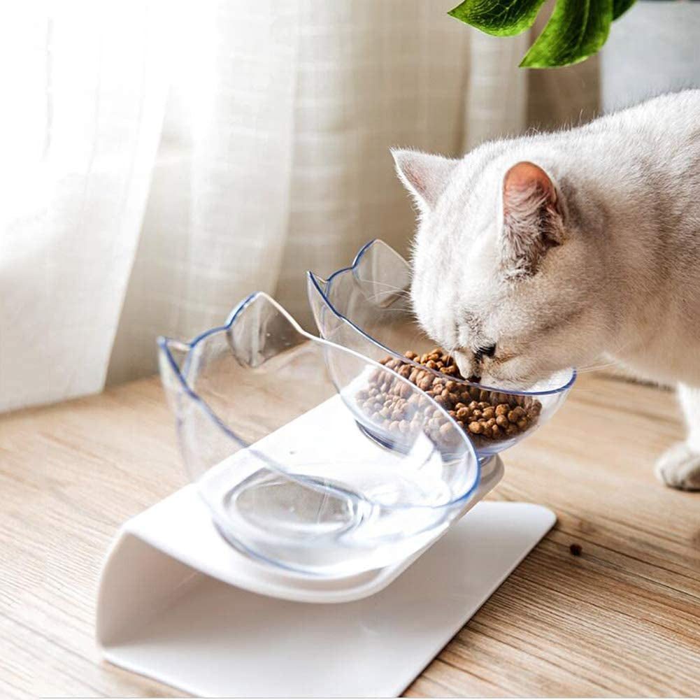 Elevated Cat Feeder Stand with Clear Bowl for Comfortable Dining