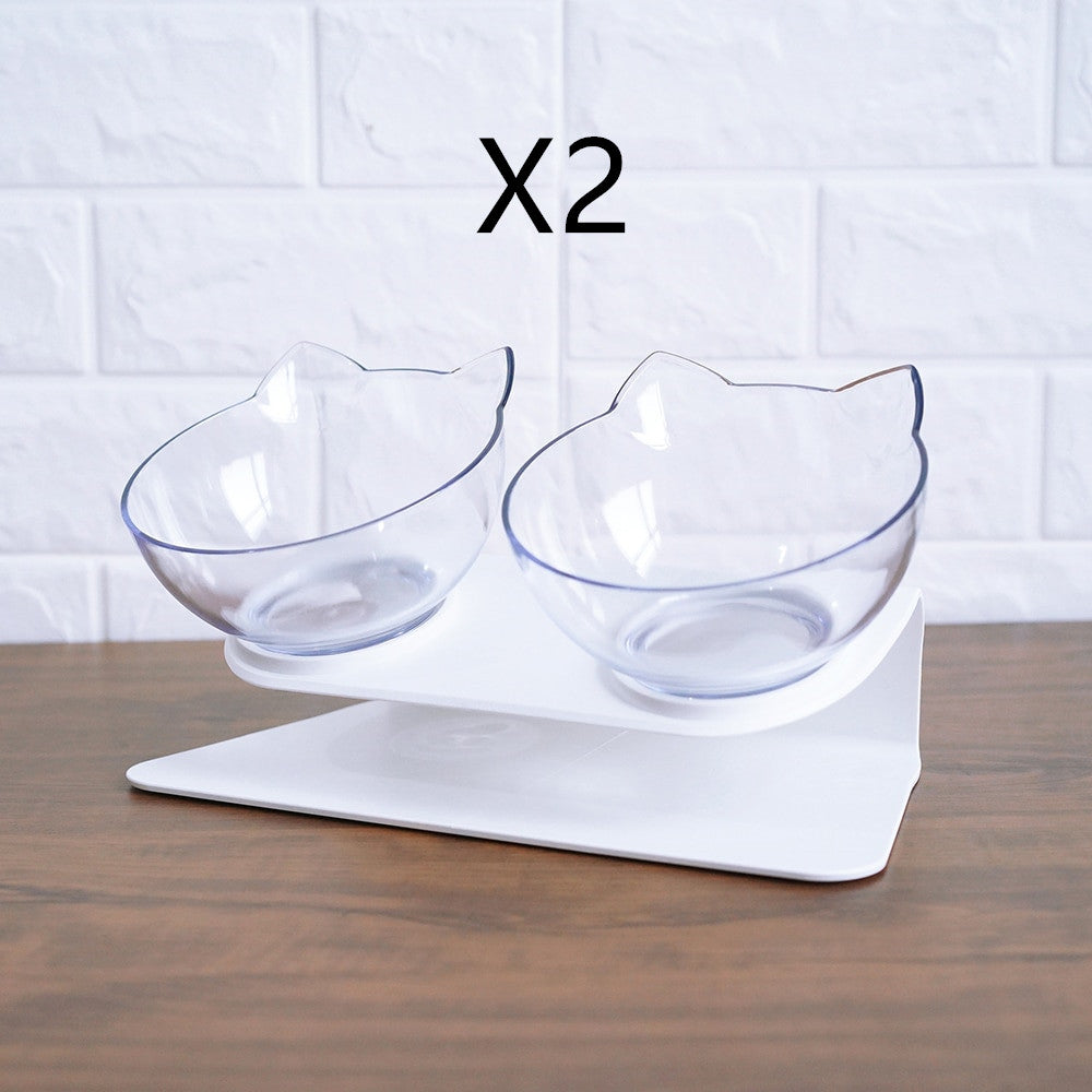 Elevated Cat Feeder Stand with Clear Bowl for Comfortable Dining
