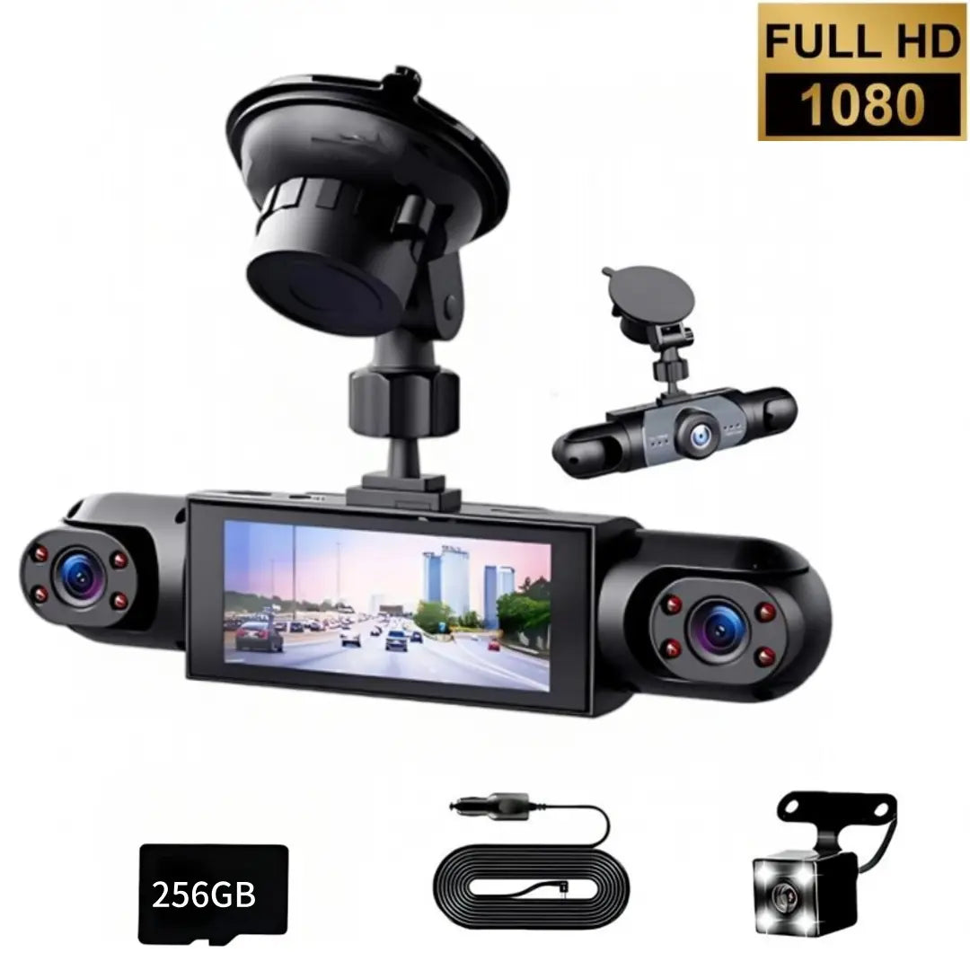4-Channel Dash Cam,(Not Wireless) 1080P Full HD Front+720P Rear Left Right Coverage, Requires Charging to Use,Super Night Vision, G-Sensor, with Free 256GB Memory Card, #Summervibes