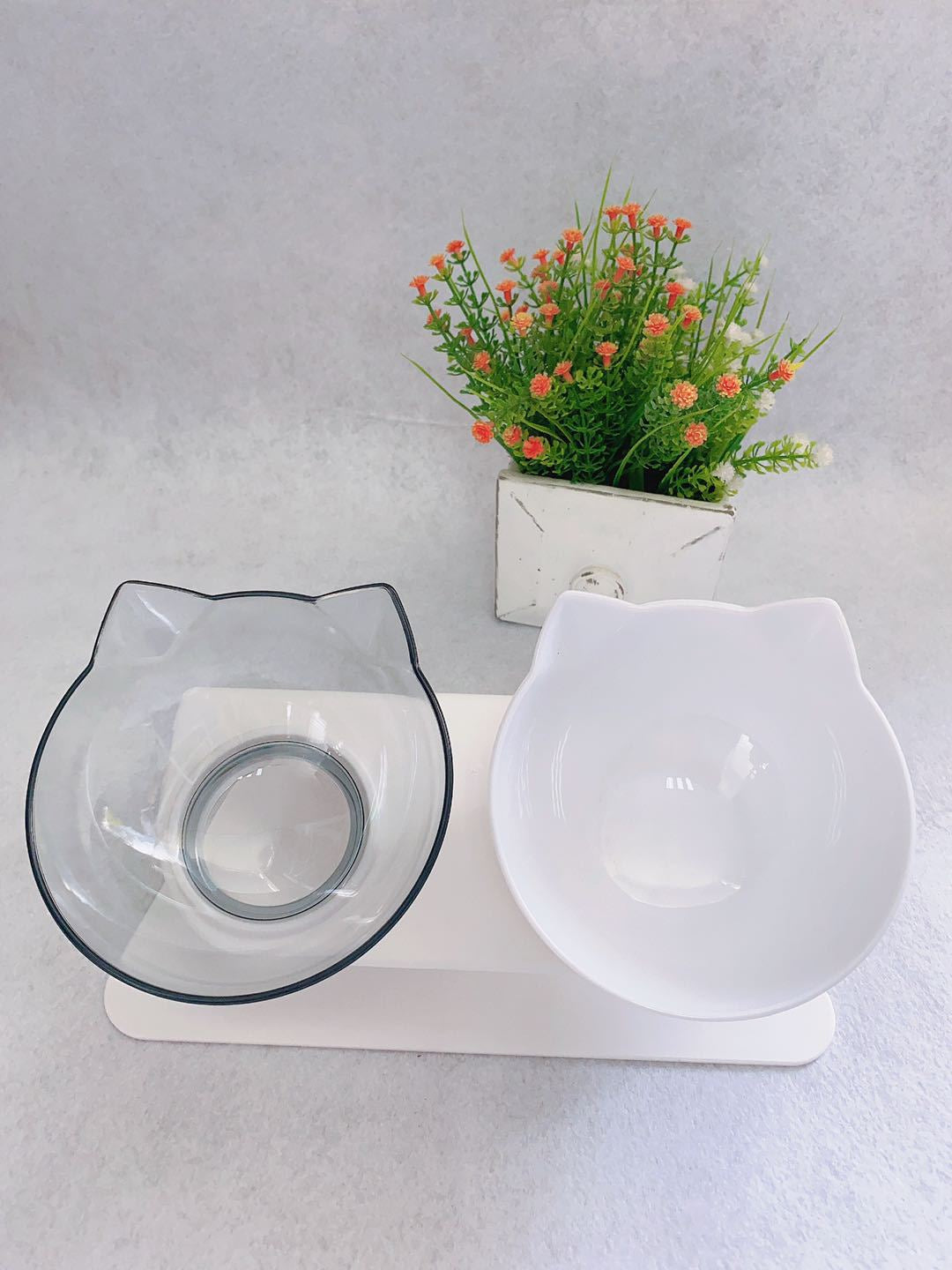 Elevated Cat Feeder Stand with Clear Bowl for Comfortable Dining