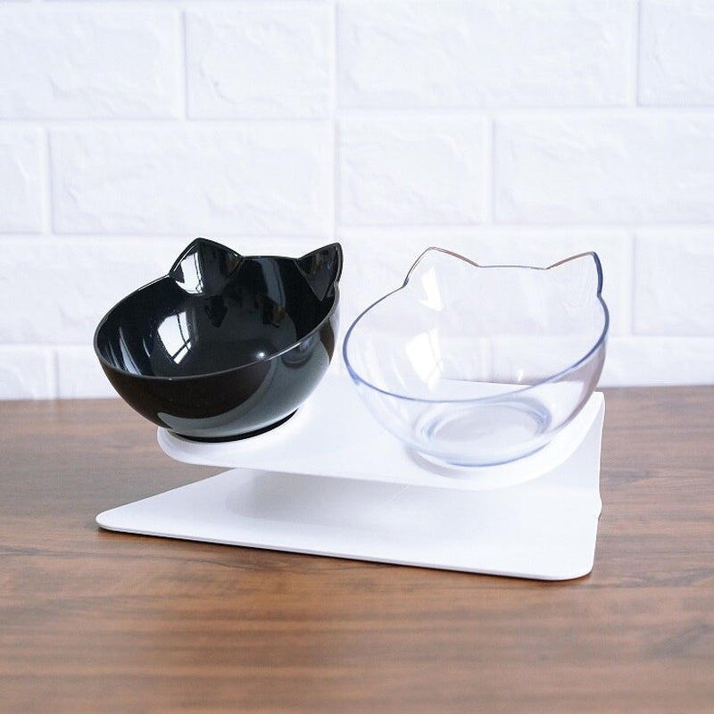 Elevated Cat Feeder Stand with Clear Bowl for Comfortable Dining