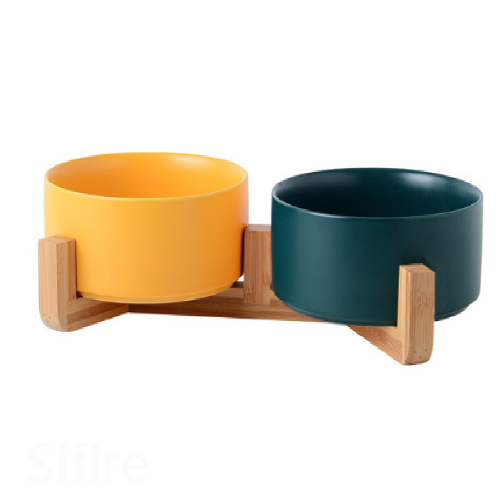 Anti-Tip Ceramic Double Pet Food & Water Bowl