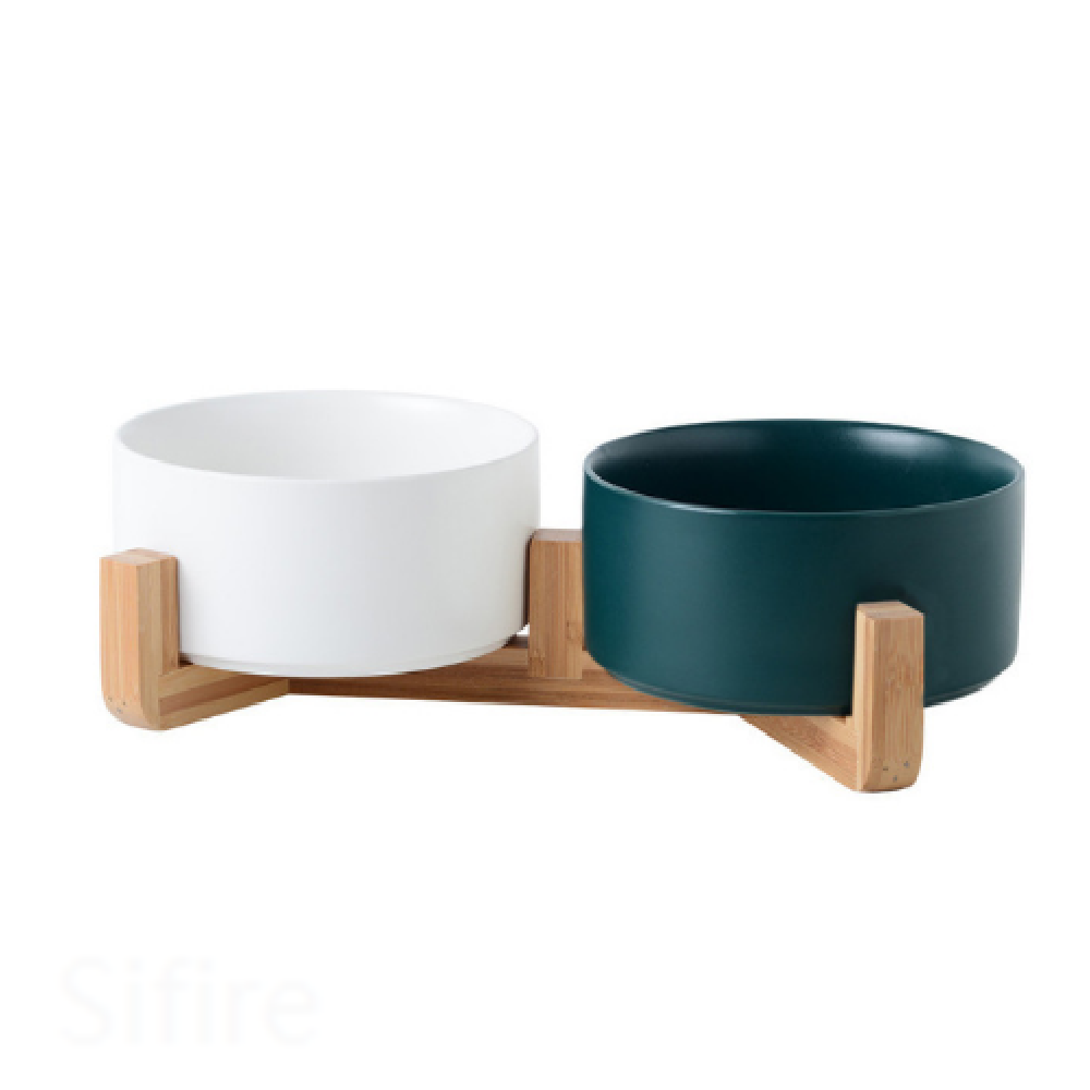 Anti-Tip Ceramic Double Pet Food & Water Bowl