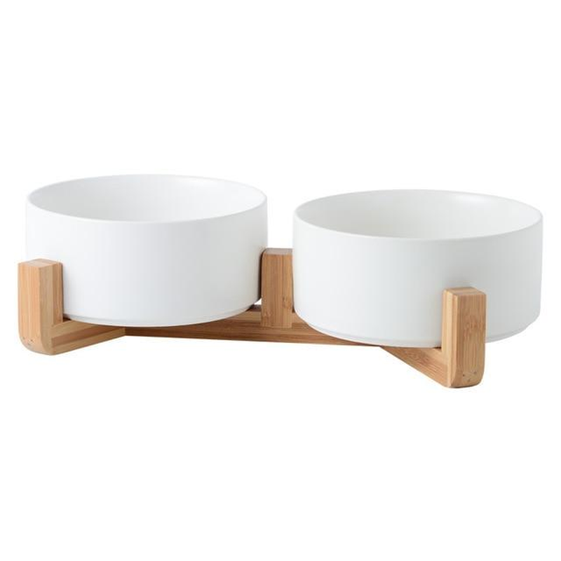 Anti-Tip Ceramic Double Pet Food & Water Bowl