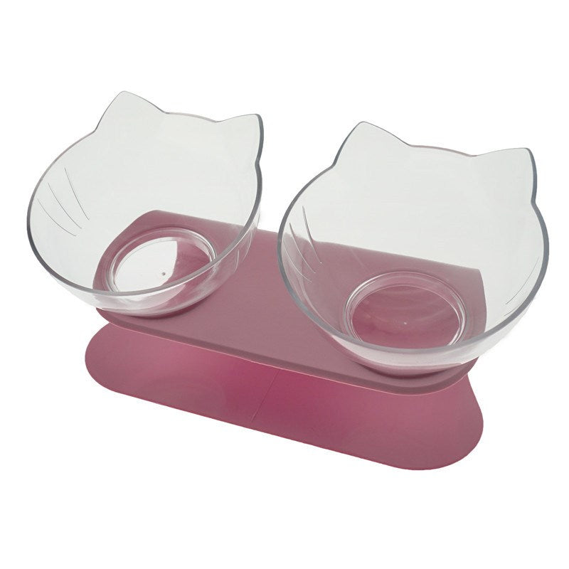 Elevated Cat Feeder Stand with Clear Bowl for Comfortable Dining