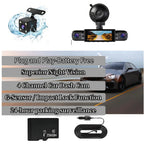 4-Channel Dash Cam,(Not Wireless) 1080P Full HD Front+720P Rear Left Right Coverage, Requires Charging to Use,Super Night Vision, G-Sensor, with Free 256GB Memory Card, #Summervibes