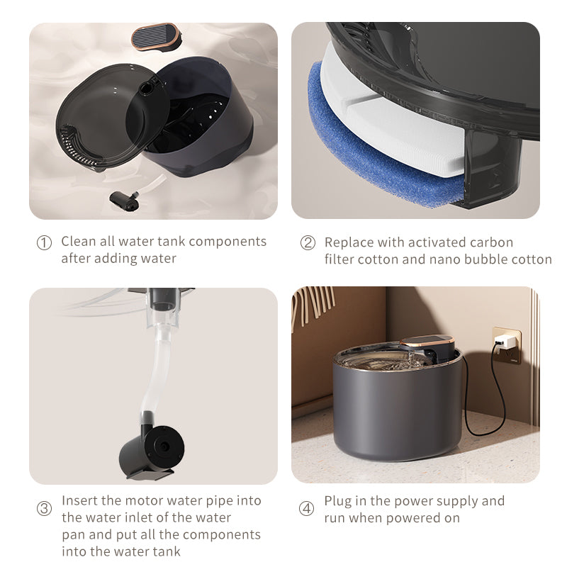 Whisper-Quiet Automatic Cat Water Fountain - USB Rechargeable Pet Drinking Dispenser for Cats and Dogs