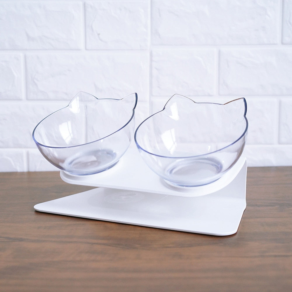 Elevated Cat Feeder Stand with Clear Bowl for Comfortable Dining