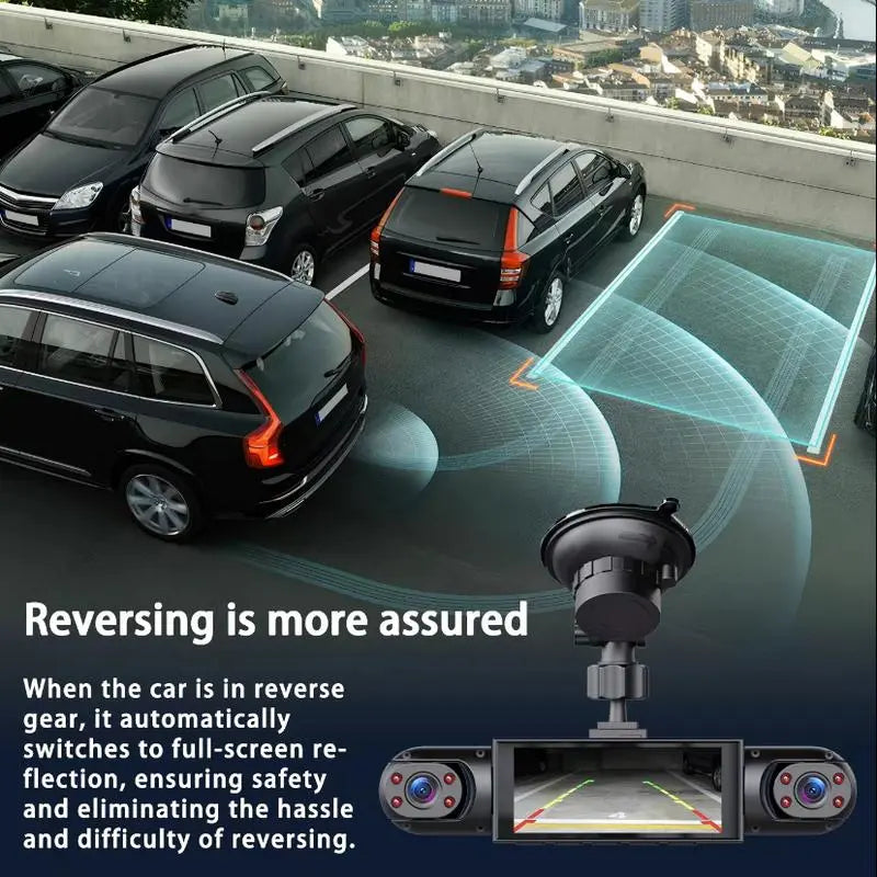 4-Channel Dash Cam,(Not Wireless) 1080P Full HD Front+720P Rear Left Right Coverage, Requires Charging to Use,Super Night Vision, G-Sensor, with Free 256GB Memory Card, #Summervibes